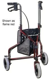 Rollator 3-Wheeled w/Pouch & Basket Loop Brake-Flame Blue