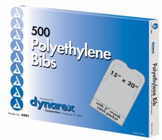 Disposable Polyethylene Bibs W/Crumb Pocket 15 x20  Bx/500