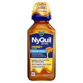 Vicks NyQuil Severe Liquid Medicine, Cold, Cough & Flu, Over-the-Counter Medicine, Honey, 12 oz