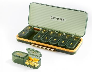 Green Weekly Medicine Organizer Pill Box Am Pm Pill Organizer 7 Day Pill Case 2 Times A Day Daily Pill Container Vitamin Organizer Travel Large Pill H