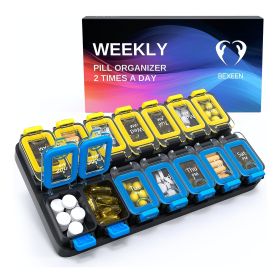 Weekly Pill Organizer 2 Times A Day Am Pm Pill Case Pill Box 7 Day Twice Daily Medicine Pill Organizer 2 Week Supplement Vitamin Holder Am pm Large Pi