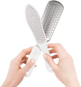 White 2 Sided Foot File 10.7" x 2.7" with Additional Corns Scraper; 3 in 1 Professional Pedicure Foot File Callus Remover for Feet Made from 304 Quali