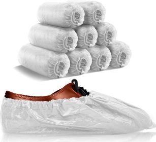 Waterproof Shoe Covers Disposable 16.5" x 6.5", Pack of 100 White Disposable Shoe Covers for Indoors, Outdoors Shoe Booties with Stretchy Band, 2 Mil