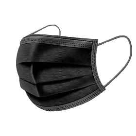 Respir-Shield(TM) 300PCS - 3 PLY Black Non-Medical Disposable Face Masks;  Comfortable Elastic Ear loops Face Masks;  Breathable for Daily Protection