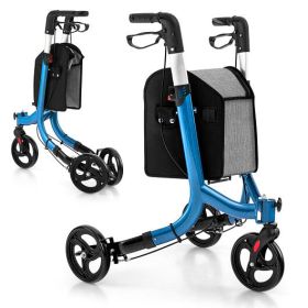 3-Wheel Rolling Walker with Adjustable Handle-Blue - Color: Blue