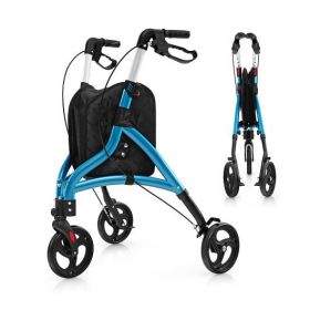 Foldable Rollator Walker with Lightweight Aluminum Frame-Blue