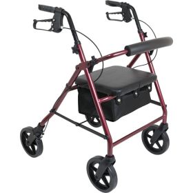 Deluxe Aluminum Rollator 8  Wheels Burgundy