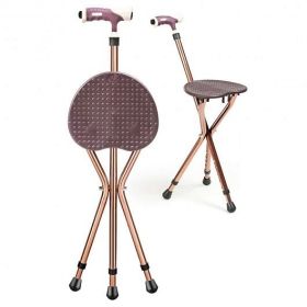 Lightweight Adjustable Folding Cane Seat with Light-Brown - Color: Brown