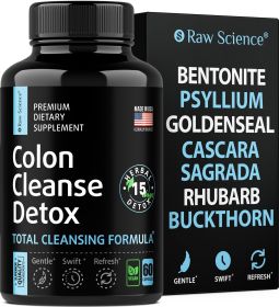 Colon Cleanse 15 Day Gut Detox Bloating Constipation Relief for Women Men Fiber Pill Bentonite Clay Psyllium Husk 60 Capsules