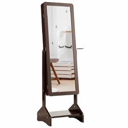 Standing Jewelry Cabinet with Full-length Mirror