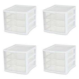 3 Small Drawer Unit Plastic, White, Set of 4