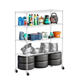 Warehouse, supermarket, kitchen, and other 5-layer heavy-duty adjustable shelves with wheels and adjustable feet