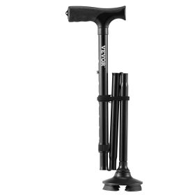 Walking Cane Folding Walking Stick with 8-Level Height & 4-Pronged Pivoting Base