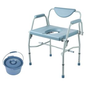 VEVOR Commode Chair, Bedside Commode with Drop-Down Arms and Detachable Backrest, 5-Level Adjustable Height, 7L Removable Bucket, Easy to Assemble