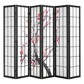 VEVOR Room Divider, 6 Panel Japanese Room Divider Screen, Wood Folding Privacy Screen Indoor, Japanese Partition Portable Decoration Dividers