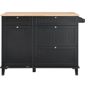 VEVOR Kitchen Island Cart Storage Cabinet Serving with Drawer & Trash Cabinet