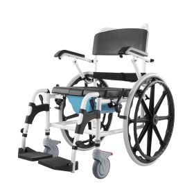 VEVOR Shower Wheelchair 17.5in Al Alloy Commode Bathroom Wheelchair for Disabled