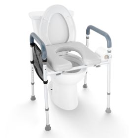 VEVOR Raised Toilet Seat, 7-Position Height Adjustment 19.3" - 25.2", 350lbs Weight Capacity, with Comfort Padded Aluminum Frame