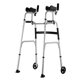 VEVOR 2 in 1 Folding Walker with Armrest Pads & 5" Solid Wheel Height Adjustable