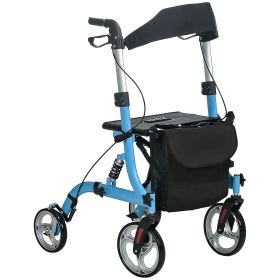 Rollator Walker with Seat and Backrest, Height Adjustable Aluminum Rolling Walker with 10'' Front Wheels, Storage Bag