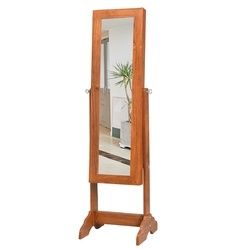 Lockable Jewelry Cabinet Armoire Standing Jewelry Holder Organizer with Mirror