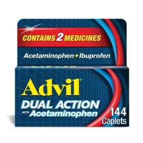 Advil Dual Action With Acetaminophen Ibuprofen Caplets;  144 Count