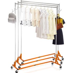 VEVOR Z Rack, Industrial Grade Z Base Garment Rack, Height Adjustable Rolling Z Garment Rack, Sturdy Steel Z Base Clothing Rack w/Lockable Casters